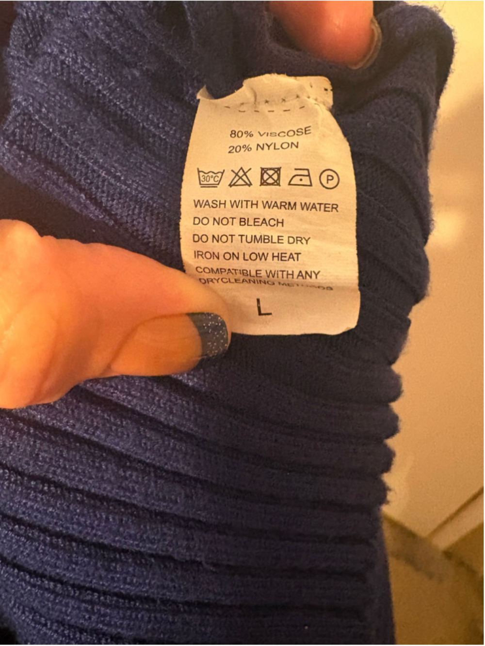 Women's Unbranded Blue Ribbed Off-Shoulder Midi Dress Size L - Picture 3 of 3